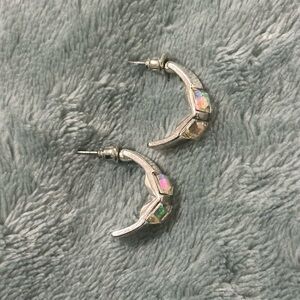 Elegant Silver Earrings with Iridescent Accents